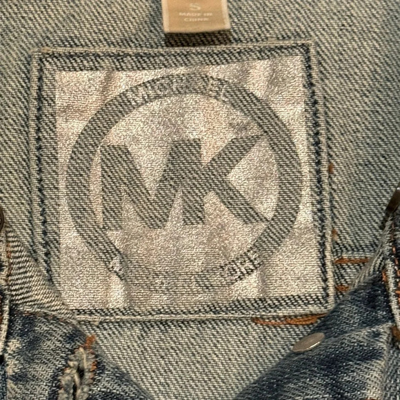 Michael Michael Kors Blue Denim Vest SZ S  Iconic Logo - Picture 6 of 9
